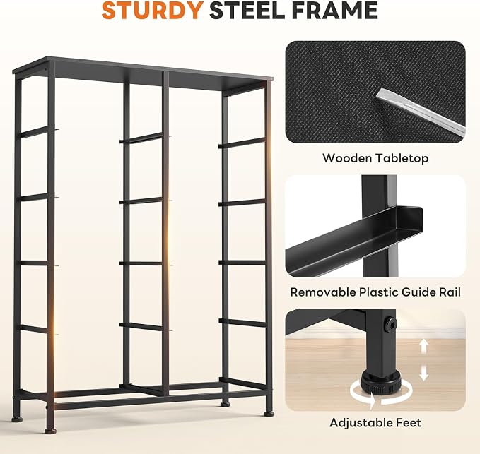 Sweetcrispy Black Dresser for Bedroom, 10 Drawer Tall Dresser, Fabric Storage Tower with Bins, Chest Organizer Unit for Bedroom Closet, Hallway, Steel Frame Wood Top, Easy Pull Handle - Image 7