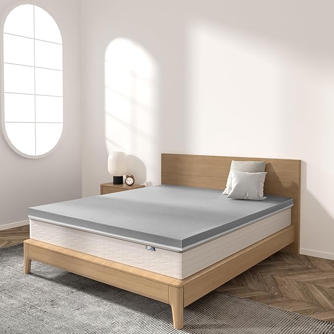 BedStory Extra Firm Mattress Topper Queen Size 4 Inch - Gel & Bamboo Charcoal Cooling Pad for Back Pain Relief - High Density Bed Topper, CertiPUR-US Certified