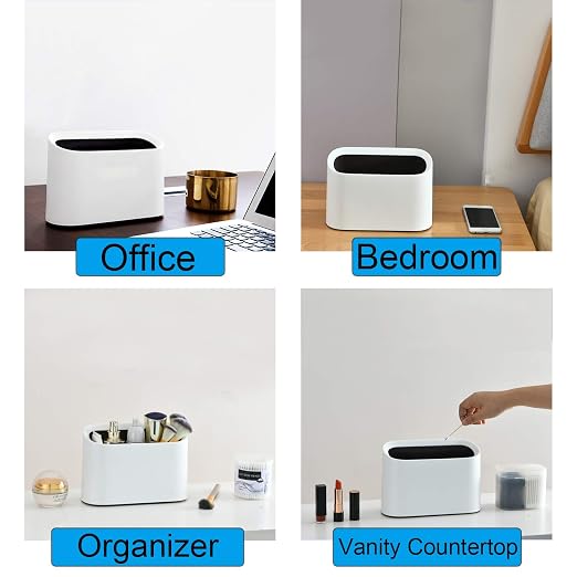 SUBEKYU 0.4 Gal Mini Countertop Trash Can, Small Desktop Garbage Can for Office, Tiny Wastebasket, Plastic, White - Image 5