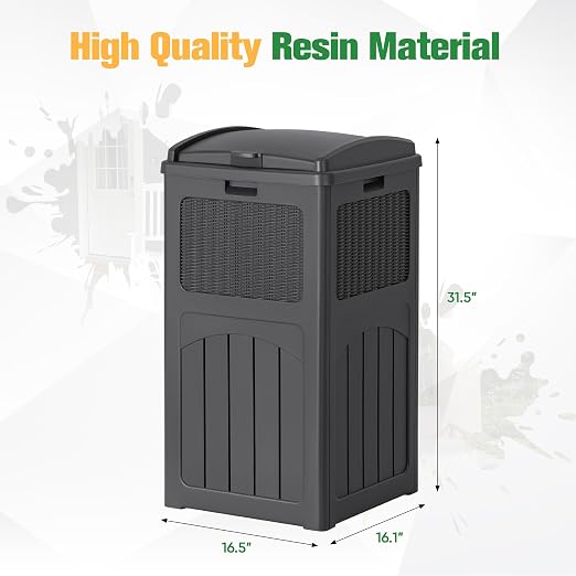 Flamaker 30 Gallon Trash Can, Resin Outdoor Garbage Can with Lid, Waterproof Hideaway Patio Waste Bins for Outside Use (Gray) - Image 6
