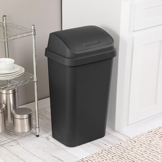 Sterilite 4-Pack Swing Top Wastebasket, Sleek Square Profile Trash Can, 13 Gallon, Black - Modern Garbage Bin for Kitchen, Bathroom, Garage and Workspace, Fits 13 Gal Liners - Image 5