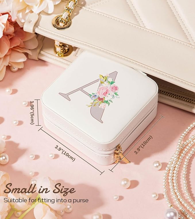 Enthralite Travel Jewelry Box for Girls: Traveling Jewelry Case Gift for Women - Mini Organizer for Necklaces Earrings White B - Image 4