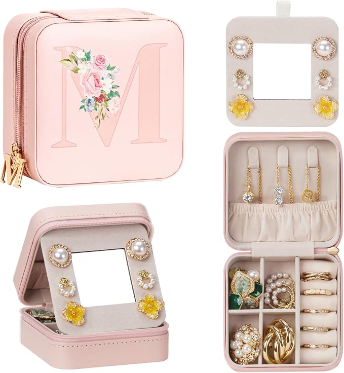 Enthralite Travel Jewelry Box for Girls: Traveling Jewelry Case Gift for Women - Mini Organizer for Necklaces Earrings Pink M by Enthralite