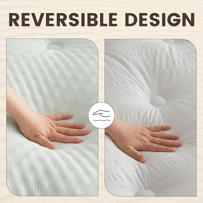 QUIETSEA Reversible King Mattress Topper Egg Crate Memory Foam Mattress Topper, Bamboo Viscose Mattress Pad King, Noiseless Waterproof Mattress Cover with Deep Pocket Stretches up to 21", 78" x 80"