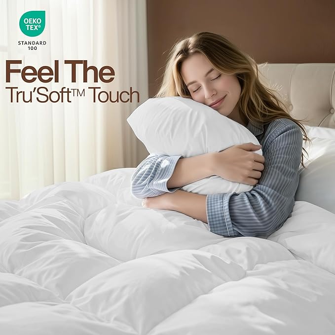 Utopia Bedding Comforter Duvet Insert, Quilted Comforter with Corner Tabs, Box Stitched Down Alternative Comforters Queen Size (White, Pack of 2)