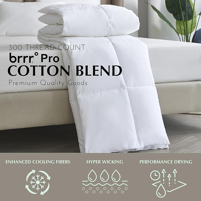 Kathy Ireland Brrr Pro Cooling Tencel Quilted Fitted Mattress Topper King Size, 300 Thread Count Tencel Lyocell/Polyester Filling Mattress Topper Breathable Soft Mattress Cover Pad - White