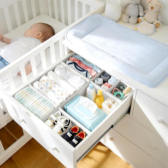 DIMJ Drawer Organizer Clothes, 28 Pack Dresser Organizer, Foldable Closet Organizers and Storage, Fabric Dresser Bins, Drawer Dividers for Nursery, Baby Clothes, Underwears - Image 3