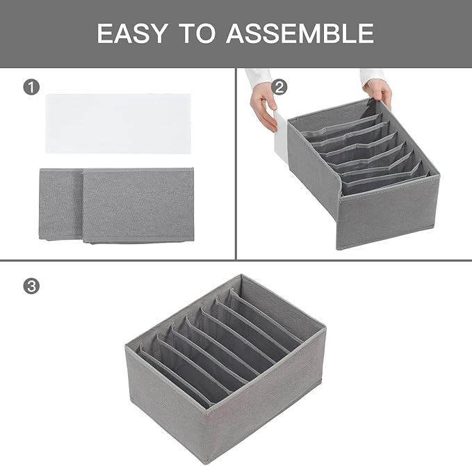 Qozary 4 Pack Drawer Organizers for Clothing, 8 Grids Foldable Closet Organizers and Storage Bins for Bedroom, Dresser Organizer Boxes for Thin T-shirts, Tank Tops - Image 3