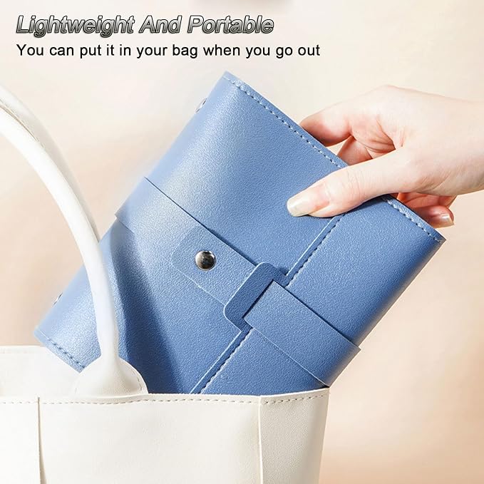 LAKE OF FIRE Earring Holder Organizer with Foldable Book Design Jewelry Book Organizer, Portable Pu Leather Travel Earring Case(Blue) - Image 6