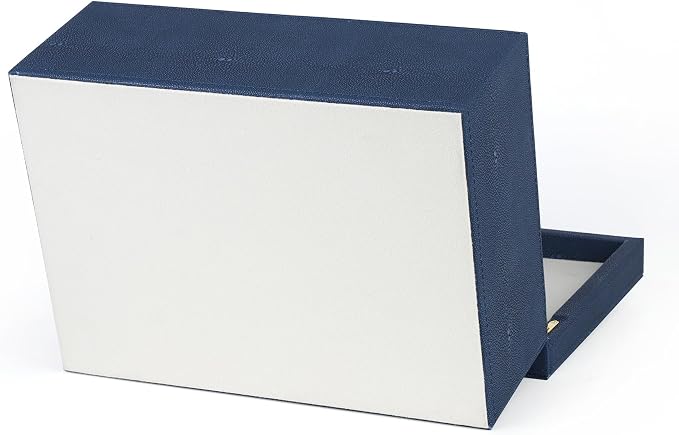 HofferRuffer Faux Leather Decorative Box, Large Wooden Structure Keepsake Box Accessory Organizer Jewelry Organizer with Hinged Lid, Storage Container for Home or Office (NavyBlue Shagreen) - Image 9