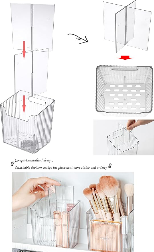 Set Of 2 Storage Organizer Bins Wall Mounted Shower Caddy, Bathroom shelves Stackable Clear Plastic Toothbrush Holder Adhesive Hanging Bin for Bathroom, Kitchen, Cabinet, Shower BPA Free Small (Clear) - Image 4