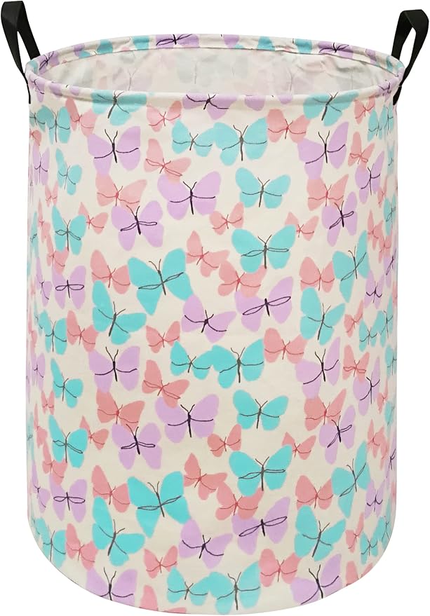 MAIZMZ Storage Bins Toys Box Kids Baby Hamper Waterproof Laundry Basket Canvas Collapsible Gift Organizer Bin for Home/Dorm/Kitchen/Pet/Office/Closet/Shelf/Gift Baskets(Butterfly) by Unknown