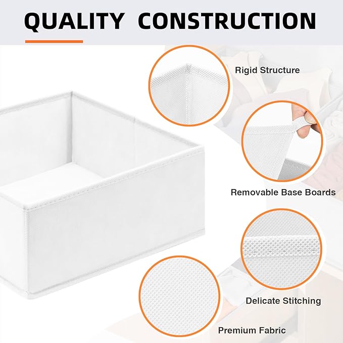 Criusia Closet Drawer Organizer Clothes, 15 Pack White Dresser Organizer for Baby Clothes, Fabric Drawer Dividers for Nursery Bedroom - Image 7