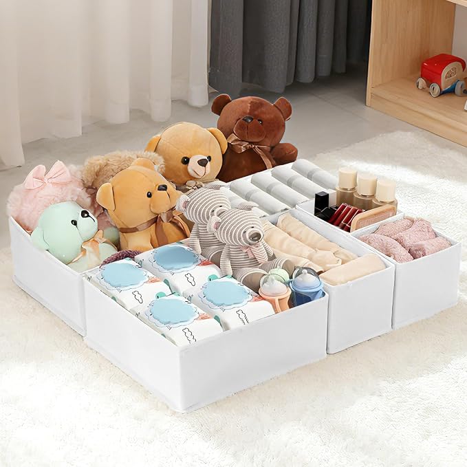Drawer Organizer Clothes, 16 Pack Dresser Organizer Bins, Foldable Closet Organizers and Storage Fabric Dresser Bins, Shallow Drawer Dividers for Clothing, Underwears, Socks, Tie - Image 7