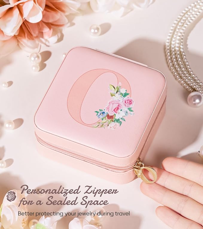 Enthralite Travel Jewelry Box for Girls: Traveling Jewelry Case Gift for Women - Mini Organizer for Necklaces Earrings Pink O - Image 5
