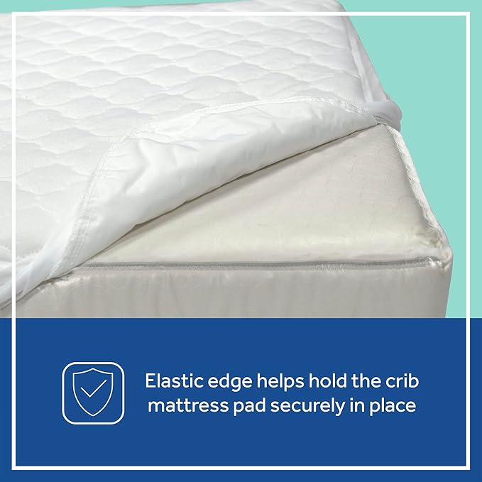 Sealy Baby Fitted Waterproof Infant Crib Mattress Protector Pad & Toddler Bed Cover,Durable and Comfortable Topper,Machine Washable-and Dryer Friendly,52x28”- White,(Pack of 6)