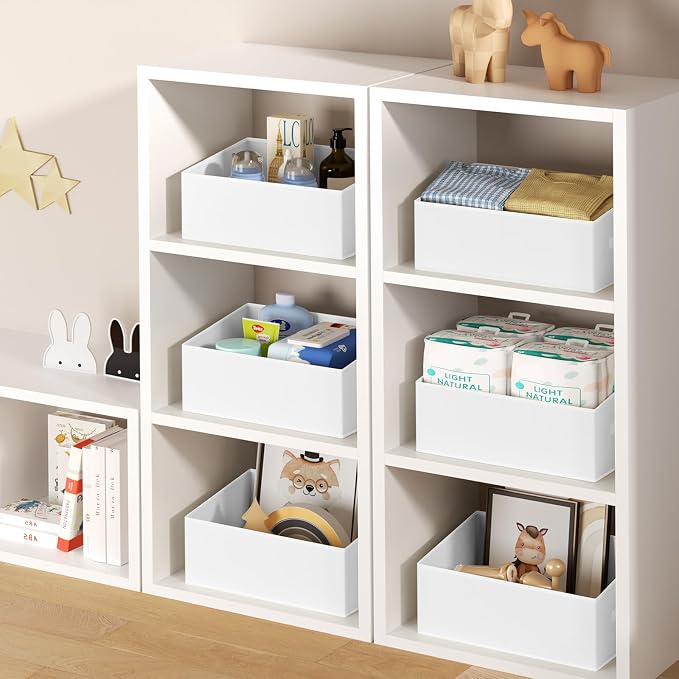 DIMJ Closet Storage Bins 8 Pack - Fabric Storage Baskets for Shelves, Large Clothes Organizers with Handles, Trapezoid Shelf Organization Storage Cubes for Purse, Toys, Books, Towel, Clothes - Image 7
