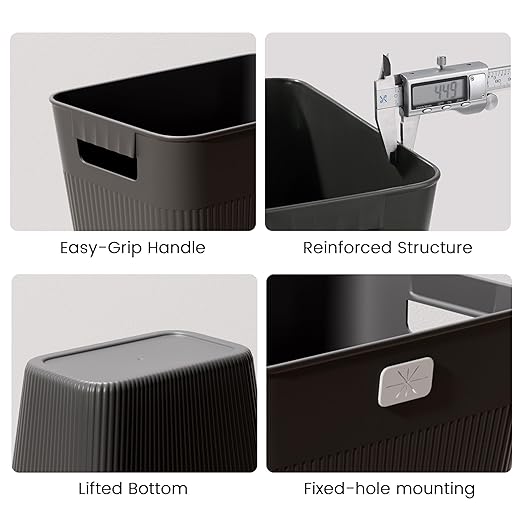 JOYMOOP Slim Trash Can 3-Pack, 2.9 Gallon Plastic Wastebasket for Bathroom, Bedroom, Office, Kitchen with 4 Rolls Bags, Black - Image 5