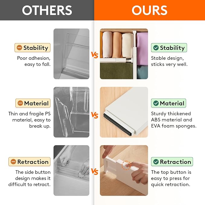 Lifewit 16 Pack Drawer Dividers 4" High 28-43.5cm/11-17" Adjustable Drawer Organizer for Clothes/Utensils, Expandable Drawer Separator in Dresser/Kitchen/Bedroom/Office Organization & Storage Beige - Image 4