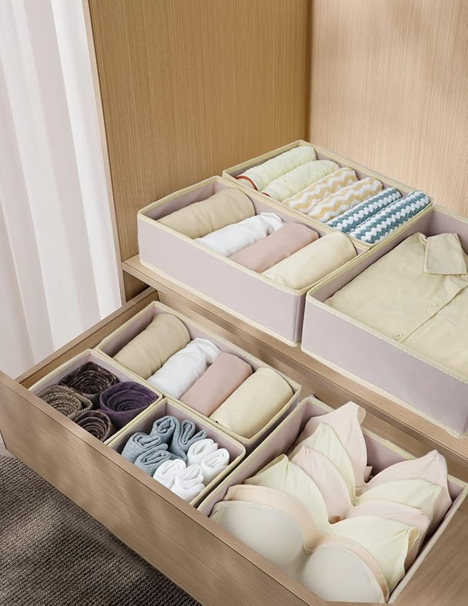 Fordonral 12 Pack Drawer Organizer Clothes, Foldable Fabric Dresser Organizer Closet Organizers and Storage Box for Underwear,Folded Clothes,Baby Clothing,Socks,Bra,Towels,Ties(12 Pack,Pink) - Image 4