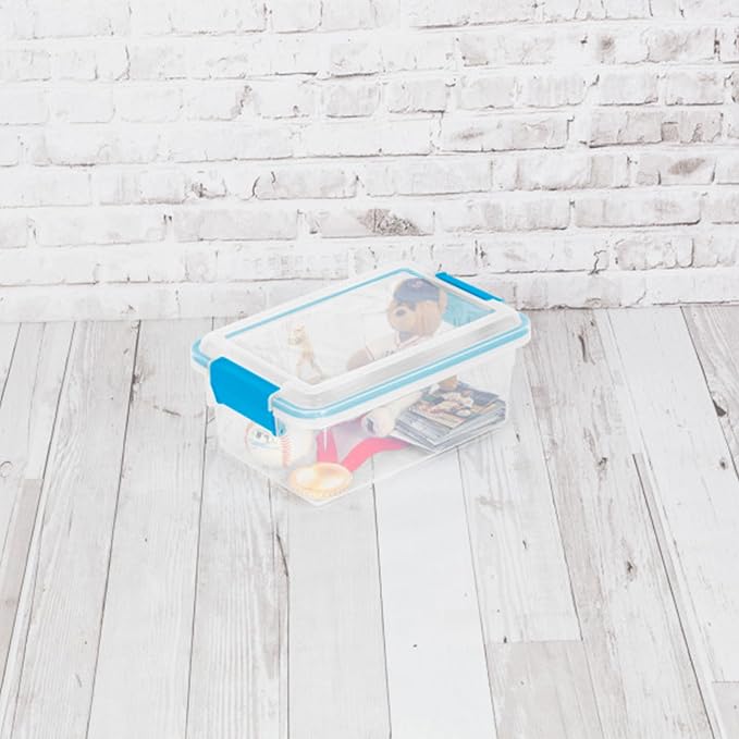Sterilite 7.5 Qt Gasket Box, Stackable Storage Bin with Latching Lid and Tight Seal, Plastic Container to Organize Basement, Clear Base, Lid, 1-Pack - Image 5