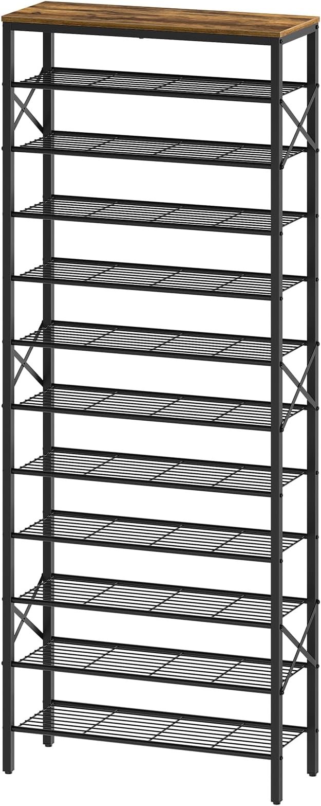YATINEY 12 Tier Shoe Rack, Large Capacity Shoe Storage Organizer Holds 48 Pairs, Sturdy and Stable, for Entryway, Hallway, Closet, Dorm Room, Rustic Brown SS12BR by Yatiney