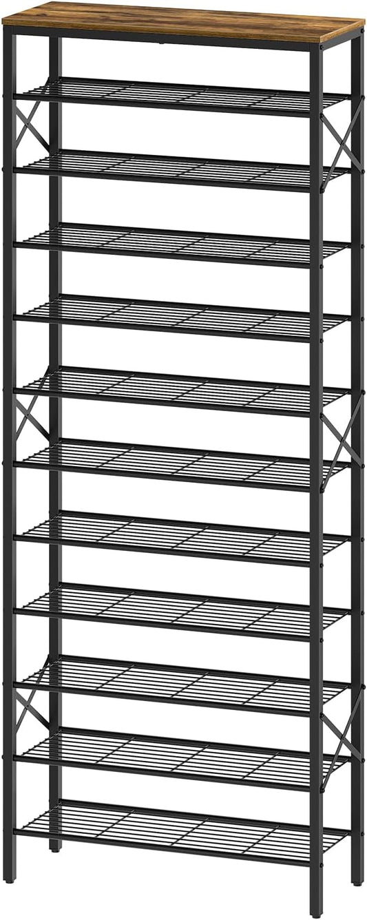 YATINEY 12 Tier Shoe Rack, Large Capacity Shoe Storage Organizer Holds 48 Pairs, Sturdy and Stable, for Entryway, Hallway, Closet, Dorm Room, Rustic Brown SS12BR by Yatiney