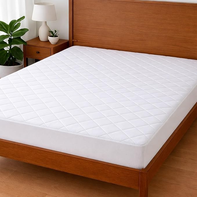 Cottington Lane 400 GSM Twin Size Waterproof Quilted Mattress Pad Protector, Soft Microfiber Mattress Topper Cover with TPU Backing, Deep Pocket Fits up to 21 Inch Mattresses, White