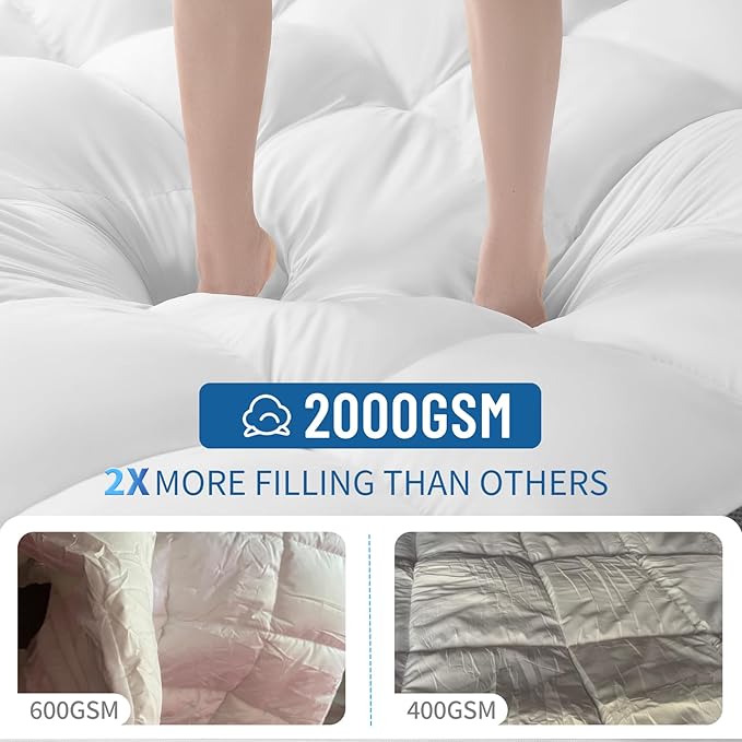 4 Inch Mattress Topper Full Size - 2000 GSM Pillow Top Memory Foam Mattress Topper Extra Thick Support for Back Pain Relief,Breathable Cover with 6"-18" Deep Pocket (Full,54"x75")