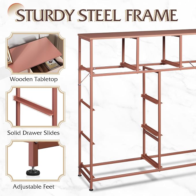 WLIVE 9-Drawer Dresser, Fabric Storage Tower for Bedroom, Hallway, Entryway, Closet, Tall Chest Organizer Unit with Fabric Bins, Steel Frame, Wood Top, Easy Pull Handle, Pink - Image 7