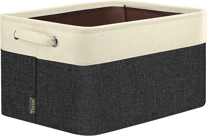 BALEINE 1 Pack Fabric Closet Storage Bins for Shelves, Linen Closet Organizers and Storage, Decorative Baskets for Organizing, Shelf, Clothes, Home, Office (Black, 17''x13''x10.5'') by BALEINE