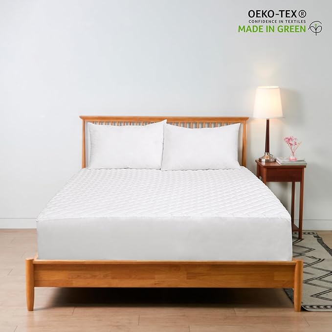 Royale Linens Twin XL Size Mattress Topper - Soft Quilted Mattress Protector - Fitted Deep Pocket Fits Up to 16 Inch - Elastic Fitted Bed Cover - Machine Washable Bed Protector (39x80 Inches)