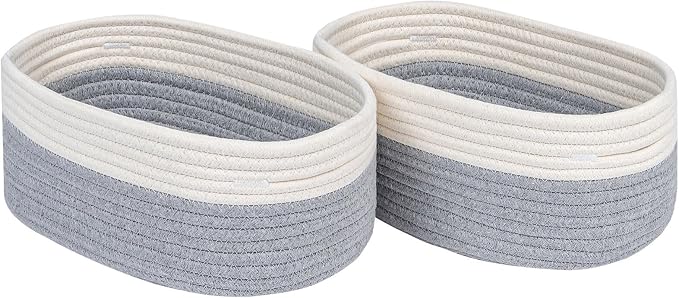 CubesLand Cube Shelf Storage Baskets for Organizing, Woven Shelf, Closet Bins Shelves Toy Basket Box Nursery Baby 2 Packs Organization Off White/Light Gray by CubesLand