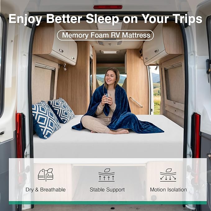 Novilla 8 Inch RV Short Queen Mattress, Gel Memory Foam Short Queen Size Mattress for RVs, Campers & Trailers, Cooling & Breathable Design, CertiPUR-US Certified, 75"x60"