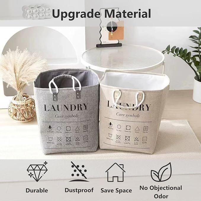 Small Laundry Basket, 50L Foldable Laundry Hamper Organizer with Handles, Fashion Portable Laundry Basket in Bedroom, Laundry Room, Closet, Bathroom, College Dorm (Brown) - Image 5