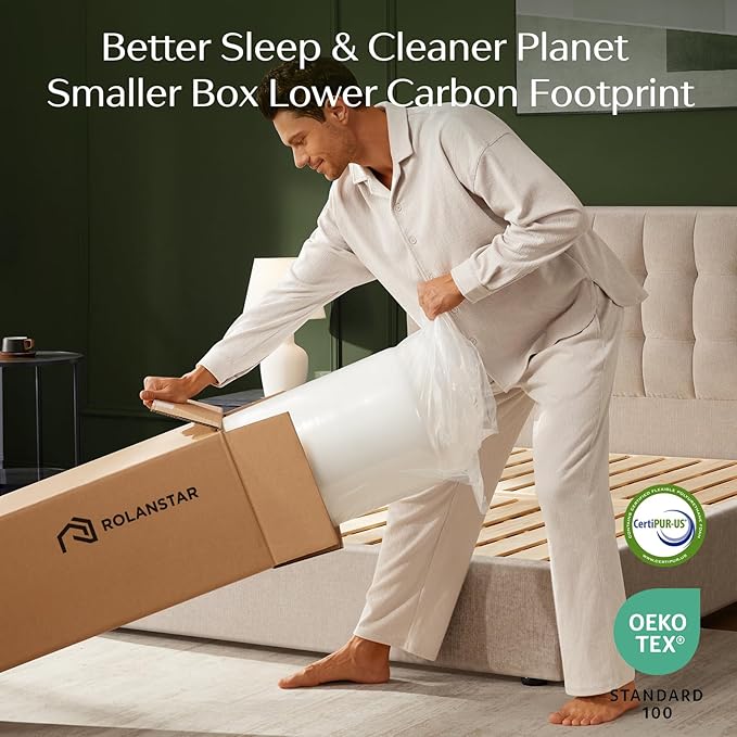 Rolanstar King Size Mattress, 6 Inch Gel Memory Foam Mattress in a Box, Fiberglass Free, Breathable for Cooler Sleep Supportive & Pressure Relief, CertiPUR-US Certified, White