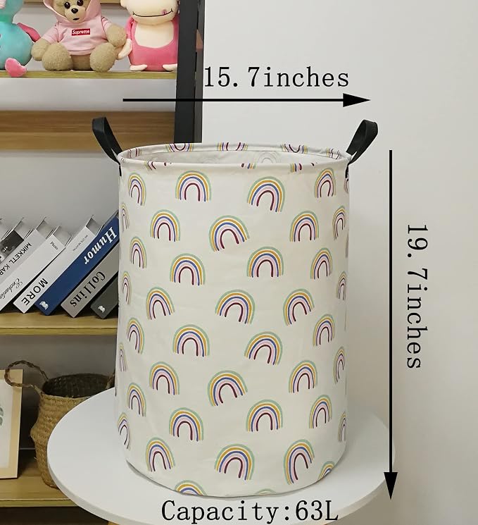Collapsible Kids Laundry Basket Clothes Hamper, Foldable Storage Organizer Bin, Toy Clothes Storage with Handles for Boys Girls Bedroom, Room Decor Rainbow - Image 7