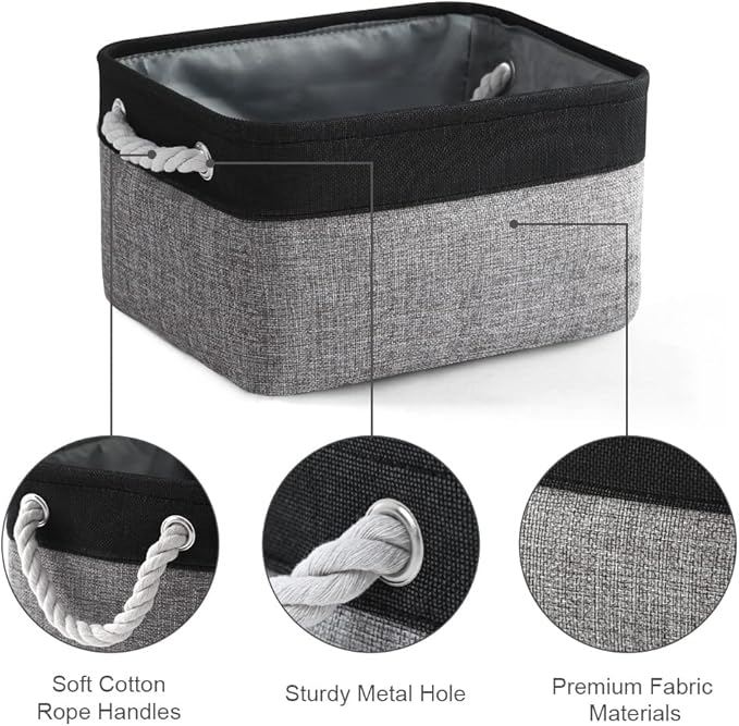 TheWarmHome Storage Basket for Organizing - 1 Pack 14x10x6.7 inch Collapsible Storage Bins for Shelves, Dog Toy Bin for Closet Organizer laundry Gift Cloth Nursery (Grey & Black) - Image 6