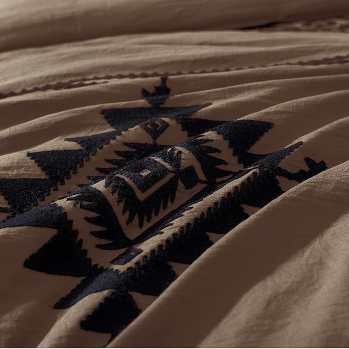 MaiRêve California King Comforter Set Brown, Embroidery Western Bedding Set Boho 7 Pieces, Farmhouse All-Season Bed in A Bag with Sheets, Pillowcases & Shams