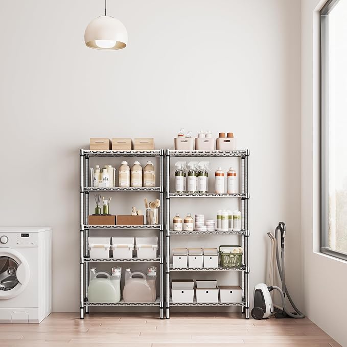M MZG 1250 lbs 5 Tier Shelf Metal Storage Shelves Shelving Wire Rack Heavy Duty Closet Organizers for Garage Kitchen Bathroom Laundry Chrome 13.8" D x 29.5" W x 59.5" H - Image 4