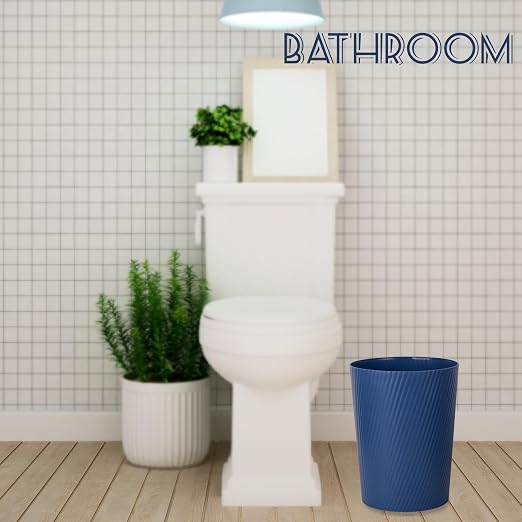 UUJOLY Small Trash Can Wastebasket Garbage Can Container Bins for Bathrooms, Laundry Room, Kitchens, Offices, Kids Rooms, Dorms (Navy Blue) - Image 2