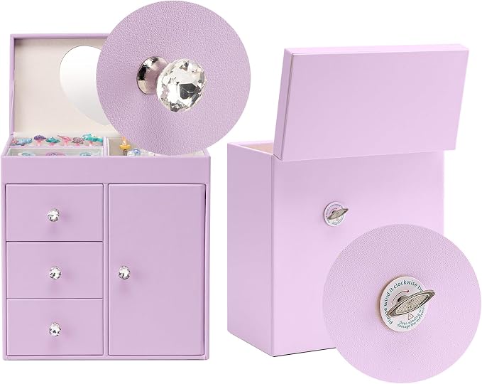 Vlando Musical Jewelry Box with Spinning Ballerina, Girls’ Jewelry Organizer for Necklaces Rings and Hair Accessories, Gift for Girls and Kids, Purple - Image 2