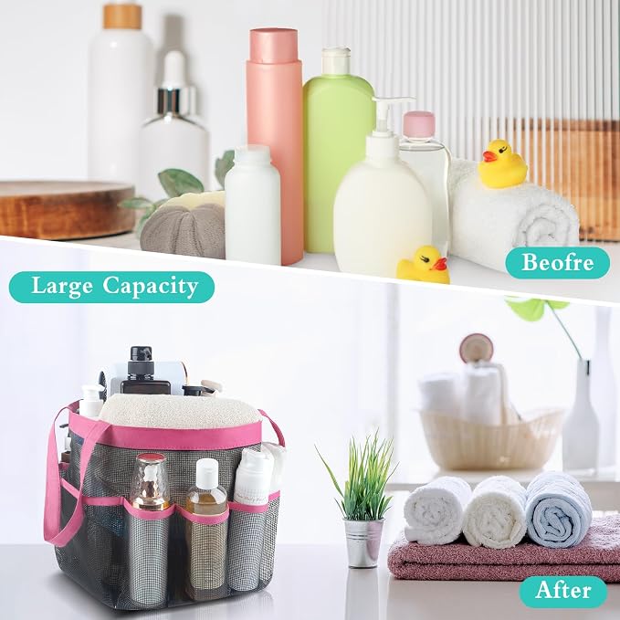 Attmu 2 Pack Mesh Shower Caddy Portable, Quick Dry Hanging Shower Tote Bag for College Dorm Room Essentials, Large Capacity Shower Caddy Dorm for Bathroom Gym Swimming - Image 5