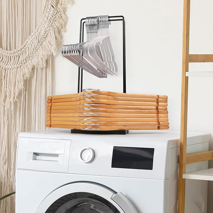 Hanger Organizer 2 Pcs, Coat Hanger Holder Stand Clothes Hangers Stacker for Laundry Room Organization, Clothes Hangars Closet Space Saver Caddy Rack for Bulk Plastic Velvet Wood Metal Hangers Storage - Image 7