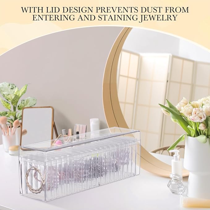Kenning 42 Pcs Acrylic Jewelry Case Organizer, Clear Jewelry Organizers Holder with Portable Anti Tarnish Storage Bags for Rings, Earrings, Necklaces, Ideal Gifts for Women (Clear) - Image 5