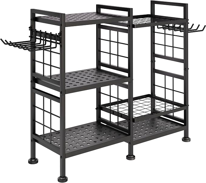 GIOTORENT 6 Tier Garden Tool Organizer, Garage Storage and Organization, Metal Yard Tools Storage Rack, Heavy Duty Garden Tool Organizer for Garage, Yard, Patio, Shed, Indoors and Outdoors, Black - Image 9