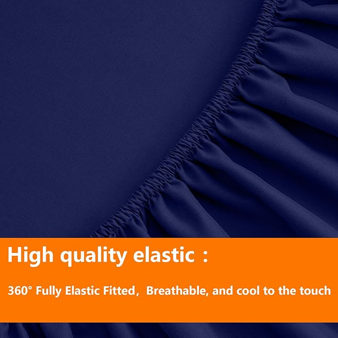 TAIMIT Navy King Comforter Set - 7 Pieces, Bed in a Bag Bedding Sets with All Season Soft Quilted Warm Fluffy Comforter,Flat Sheet,Fitted Sheet,2 Pillow Shams,2 Pillowcases