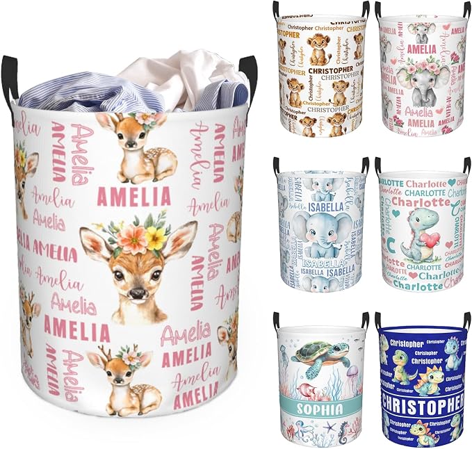 Custom Name Laundry Hamper, Personalized Laundry Basket with Name for Baby Boys Girls, Customized Collapsible Dirty Clothes Hamper Storage with Handles for Bedroom Bathroom Dorm Room Decor by Ownxhbc