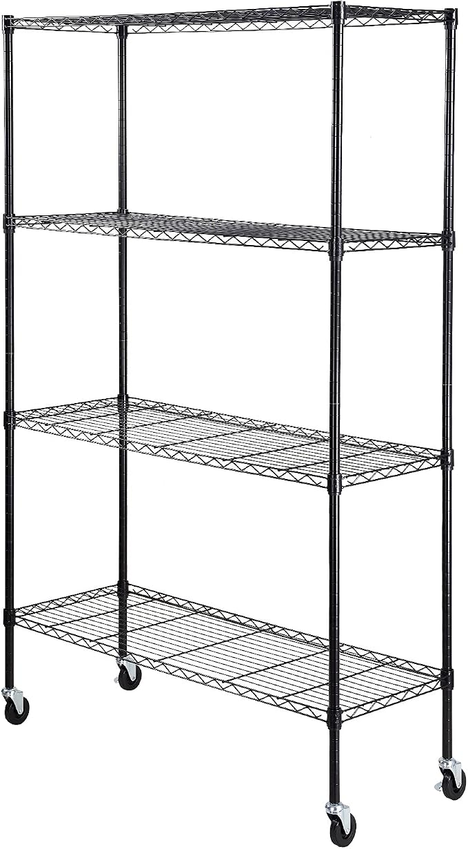VEVOR Storage Shelving Unit, 4-Tier Adjustable Storage Shelves, 48" L x 18" W x 74" H Garage Storage Shelves, Metal Shelves with Wheels for Kitchen Pantry Basement Bathroom Laundry - Image 9