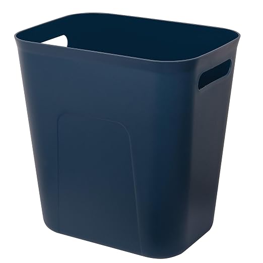 UUJOLY Plastic Small Trash Can Wastebasket, Garbage Container Basket for Bathrooms, Laundry Room, Kitchens, Offices, Kids Rooms, Dorms, 3.5 Gallon, Navy Blue by UUJOLY